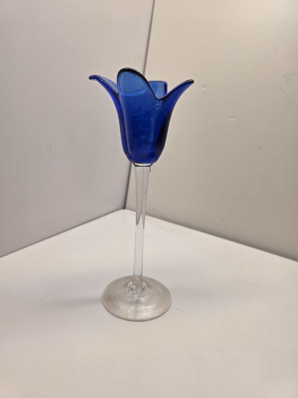 Blue Glass Tulip Votive Holder - Unbranded